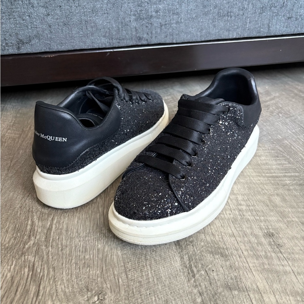 Alexander McQueen Womens Sneakers Size 12 Leather Glitter Maximalist